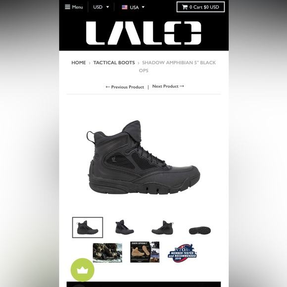 LALO Special Forces Tactical Boots Shadow Amphibian 5” Black Ops Size 13 - Picture 14 of 14